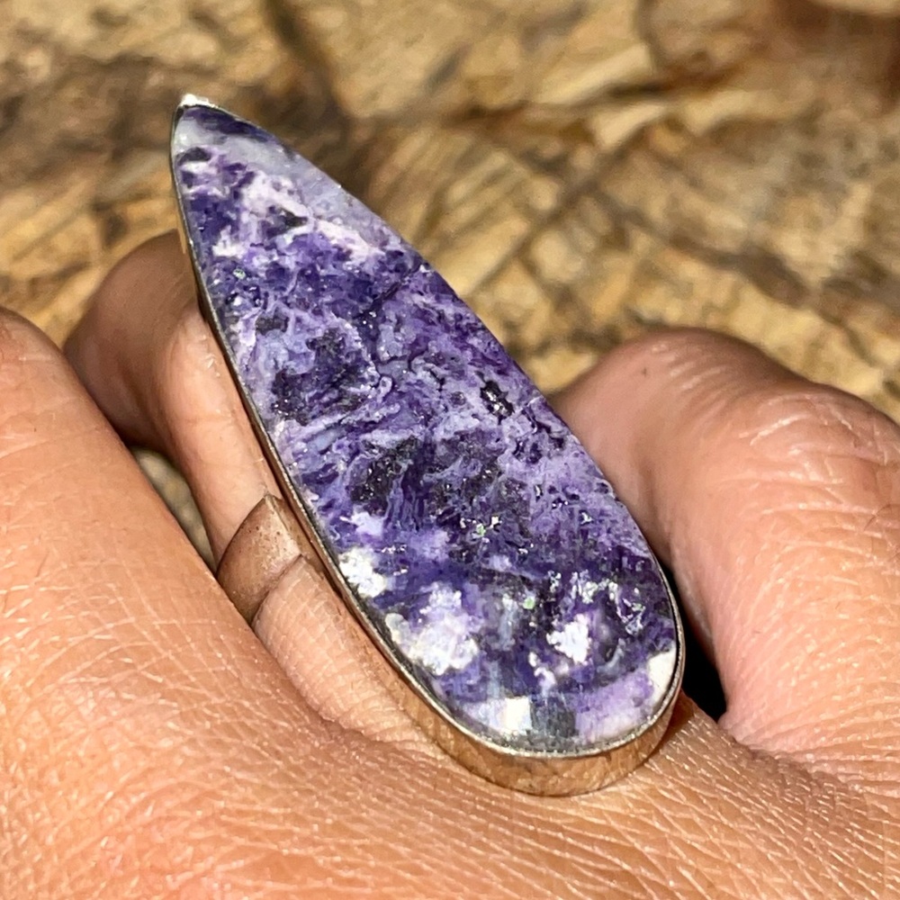 “ Lullaby Stone” Oversized Lepidolite Ring Size 8